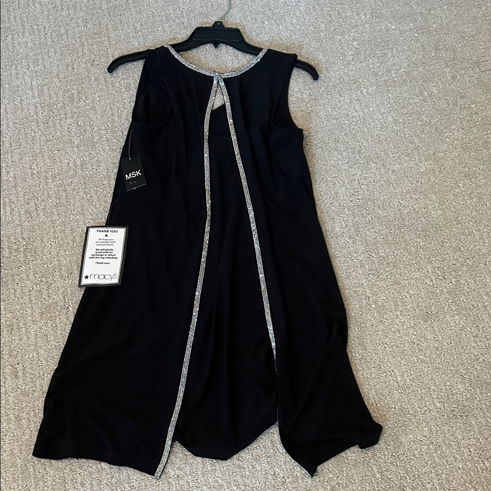 MSK Kids Elegant Black Dress with Silver Accents